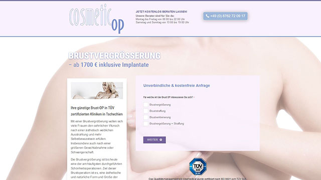 Homepage für Schönheitschirurgie München